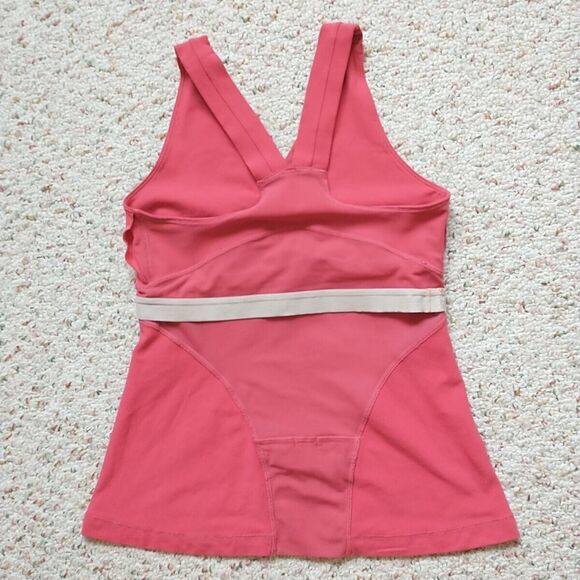 LULULEMON Athletic Deep V Tank 8 Red Mesh Pocket Faux Wrap Yoga - Picture 8 of 9